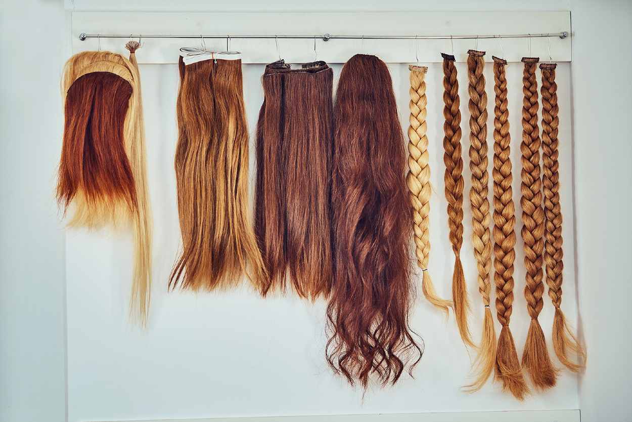 Muestrario de extensiones de pelo natural