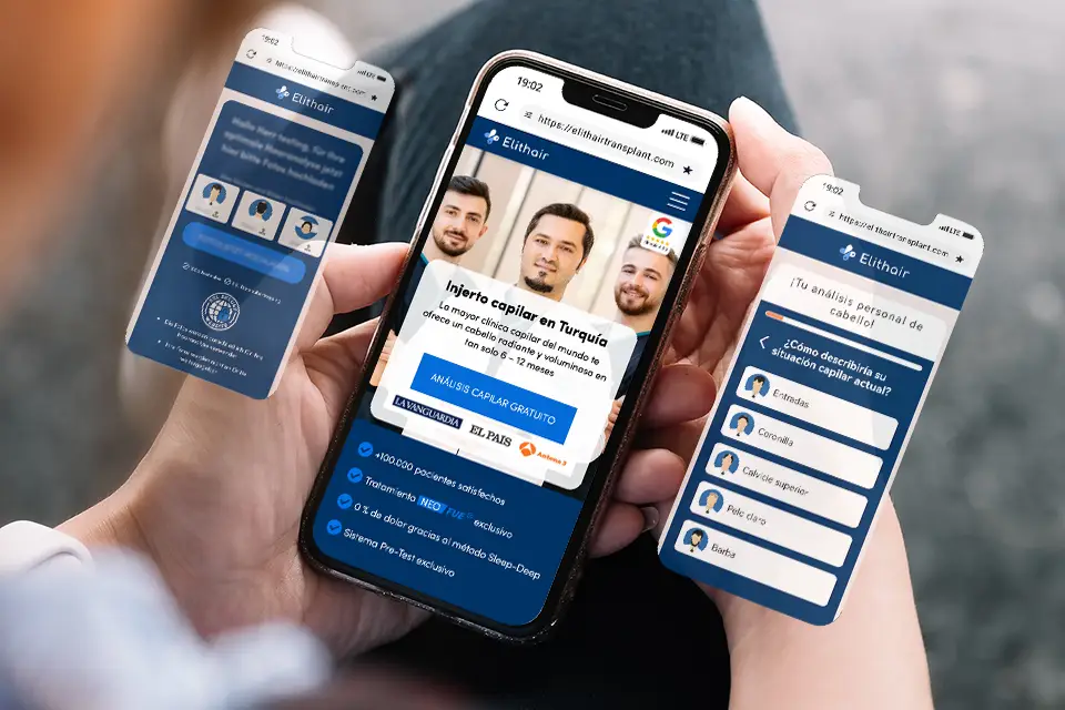 Vista de la aplicación Elithair para el análisis capilar y el seguimiento post-trasplante capilar de los pacientes.